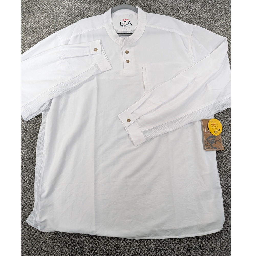 RailRiders LOA Love of Adventure White Sun Shirt XXL UPF 30+ Nylon Trekking Mens